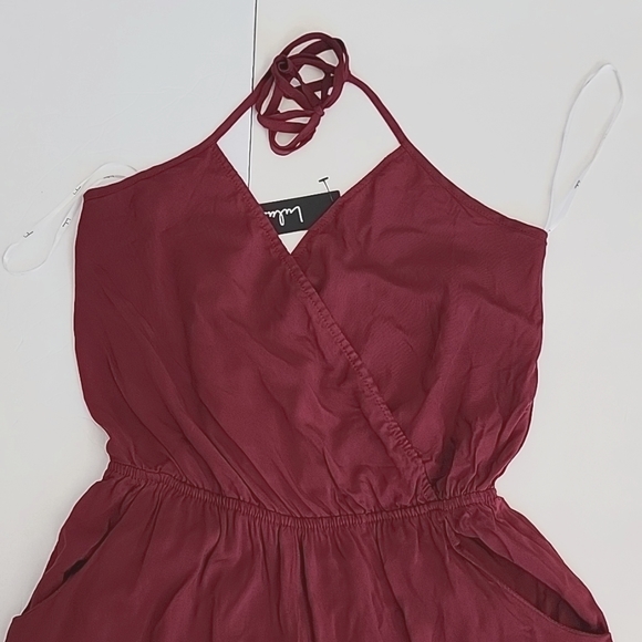Lulu's Learning to Fly Burgundy Halter Jumpsuit/ M - Picture 7 of 12